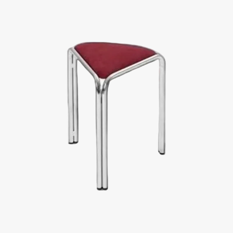 MOMO Antique Dining Stool | Triangular Upholstered Seat | Chrome Steel Stackable Stool - alternate view 2