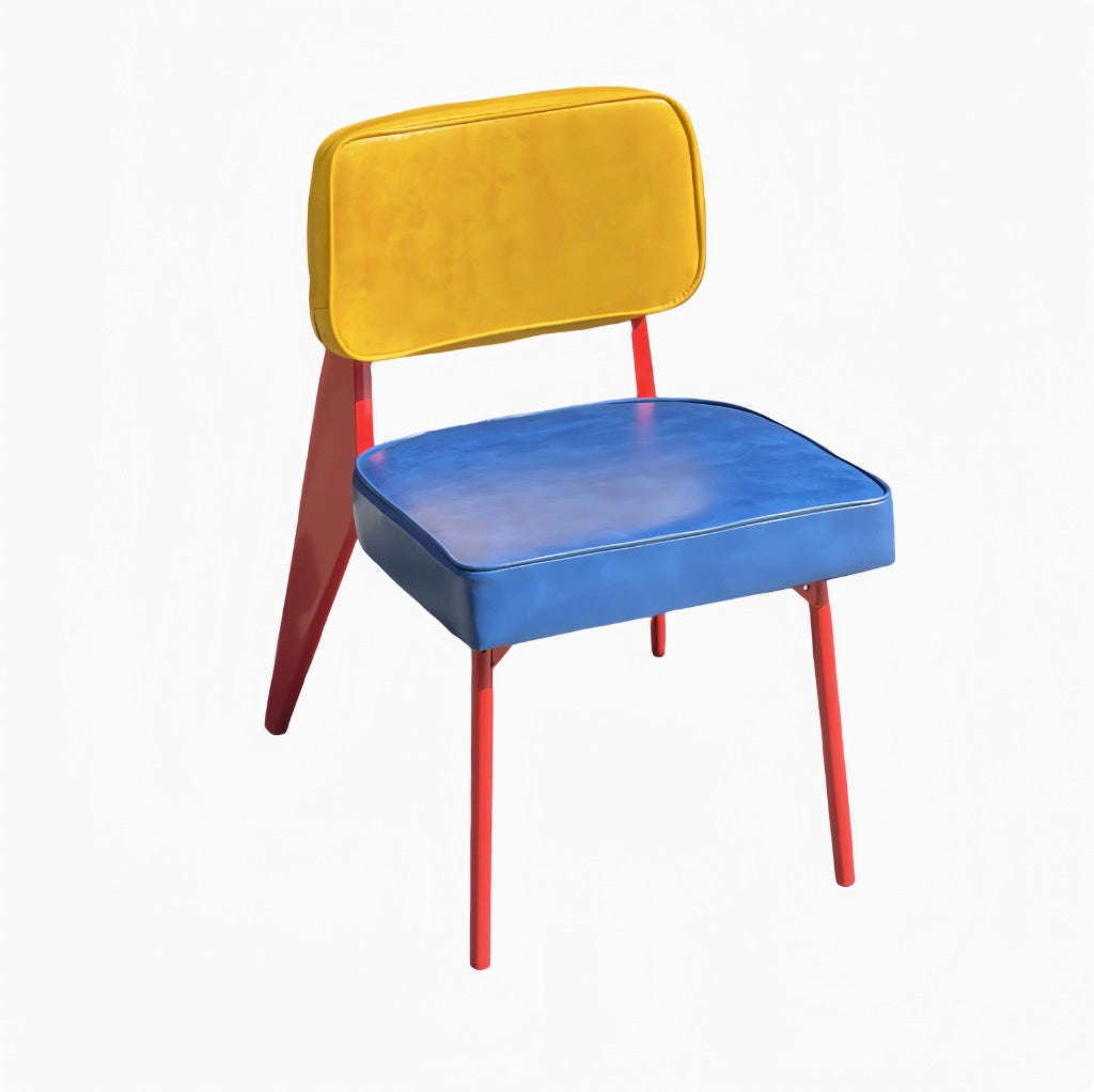 MOMO Memphis Dining Chair | Pop Art Colorblock Iron Frame with Padded Seat & Back - alternate view 2