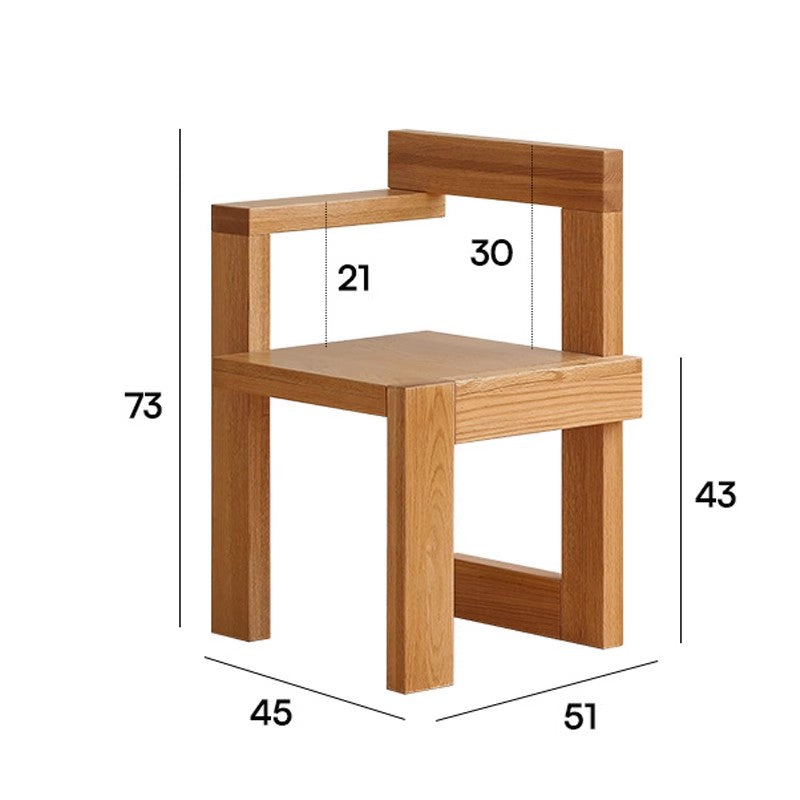 MOMO Solid Wood Chair | Bauhaus Block Armchair | Solid Oak Dining & Accent Chair - alternate view 7
