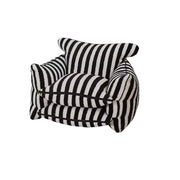 Striped leather lazy floor chair, modern unique curator furniture for living room, comfortable lounge sofa for home decor