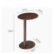 MOMO Solid Wood Side Table | Oval Pedestal Accent Table | Walnut Sofa & Bedside Stand - alternate view 7