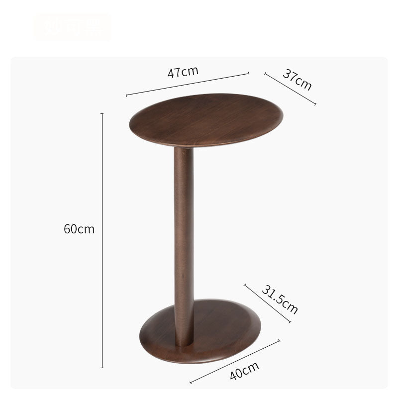 MOMO Solid Wood Side Table | Oval Pedestal Accent Table | Walnut Sofa & Bedside Stand - alternate view 7