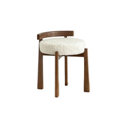 MOMO Solid Wood Vanity Stool | Walnut Frame & Lamb Velvet Seat | Bedroom & Entryway - alternate view 7
