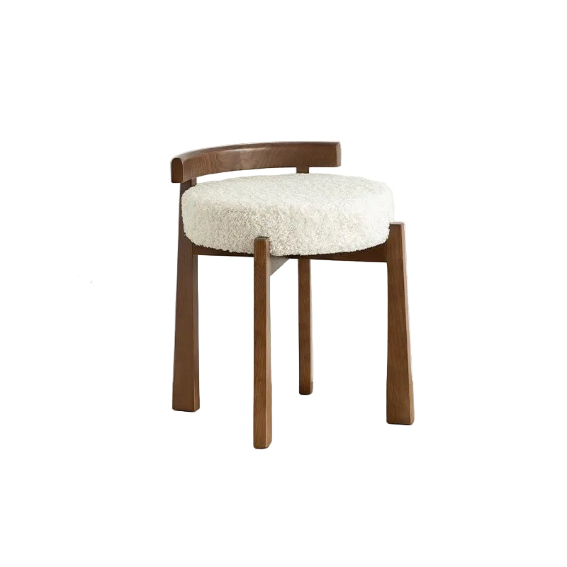 MOMO Solid Wood Vanity Stool | Walnut Frame & Lamb Velvet Seat | Bedroom & Entryway - alternate view 7