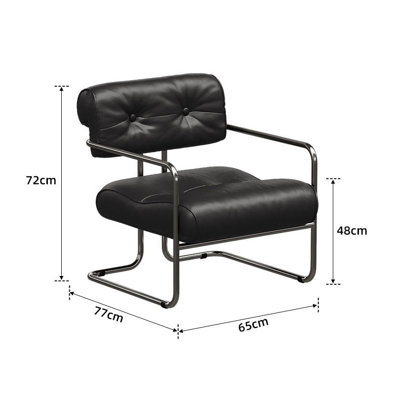 MOMO Antique Sofa Chair | Chrome Cantilever Armchair | Tufted Leather Lounge Chair - alternate view 8
