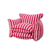 Striped leather lazy floor chair, modern unique curator furniture for living room, comfortable lounge sofa for home decor
