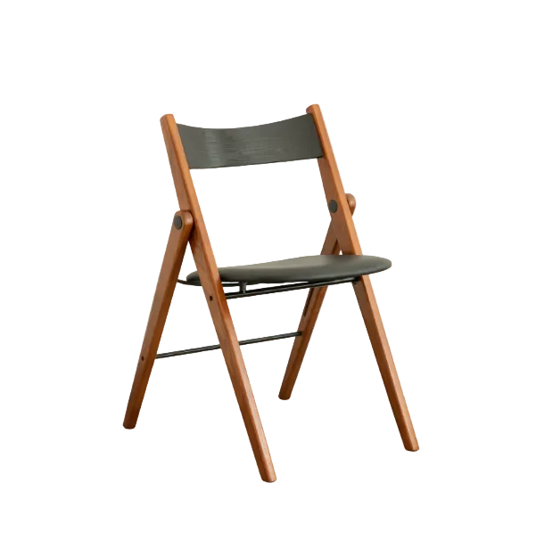 MOMO Nordic Folding Dining Chair | Solid Wood Frame with Leather Cushion Seat — Stackable & Space-Saving - alternate view 8