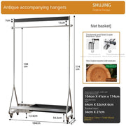 MOMO Wood & Stainless Steel Coat Rack | Rolling Floor Hanger with Storage Shelf - alternate view 8