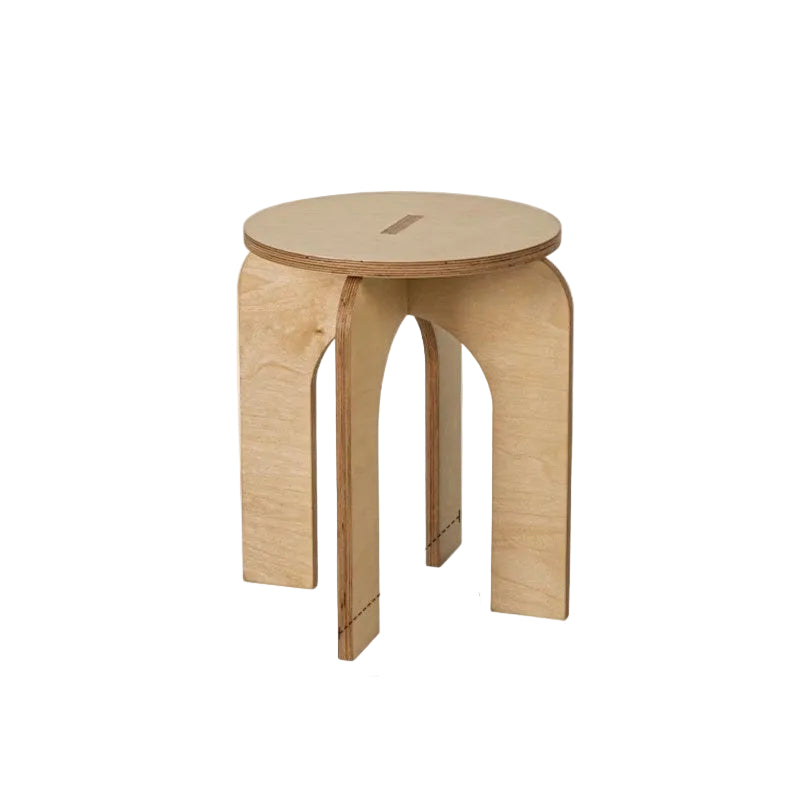 MOMO Vintage Arch-Leg Round Stool | Solid Wood Low Stool for Entryway, Living Room & Bedroom - alternate view 8