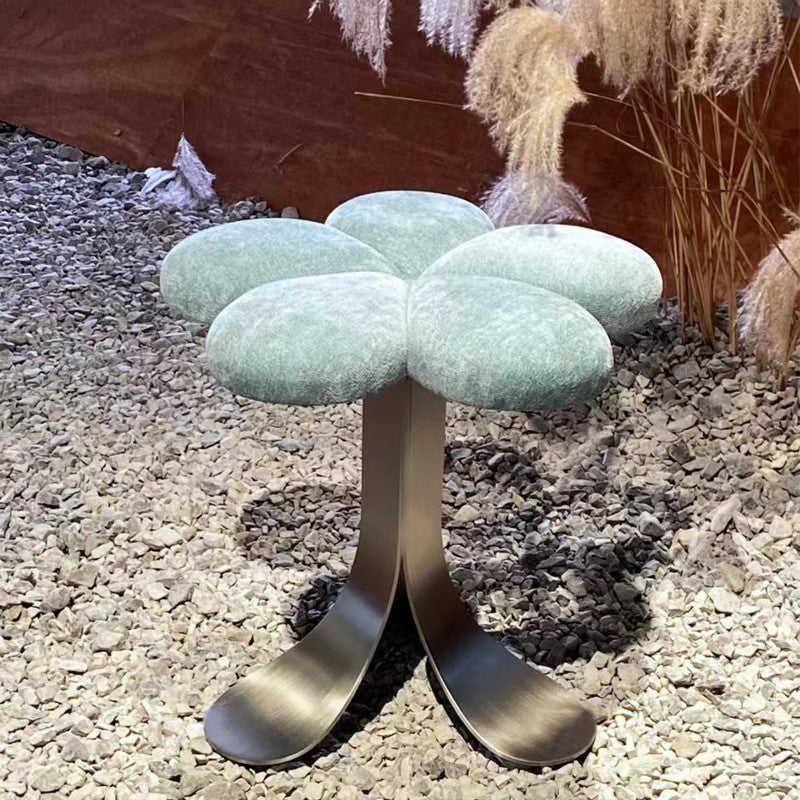 MOMO Flower-Petal Dresser Stool | Plush Velvet Bloom Seat with Stainless Steel X-Base - alternate view 2
