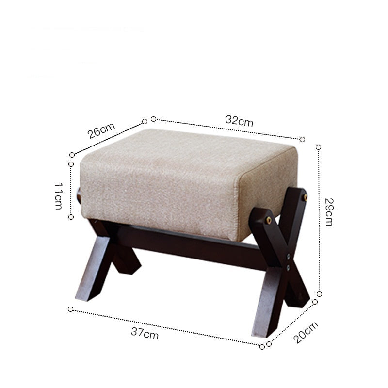 MOMO X-Frame Upholstered Low Stool | Thai Rubber Wood with Linen Cushion Seat - alternate view 8