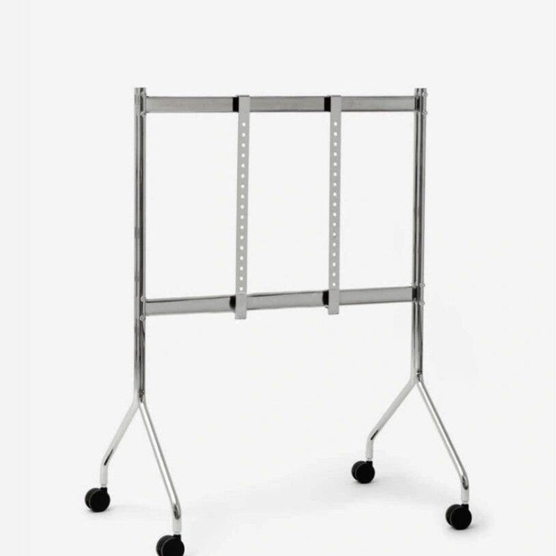 MOMO Stainless Steel Mobile TV Stand | 43–75 Inch Height-Adjustable Rolling Display Stand