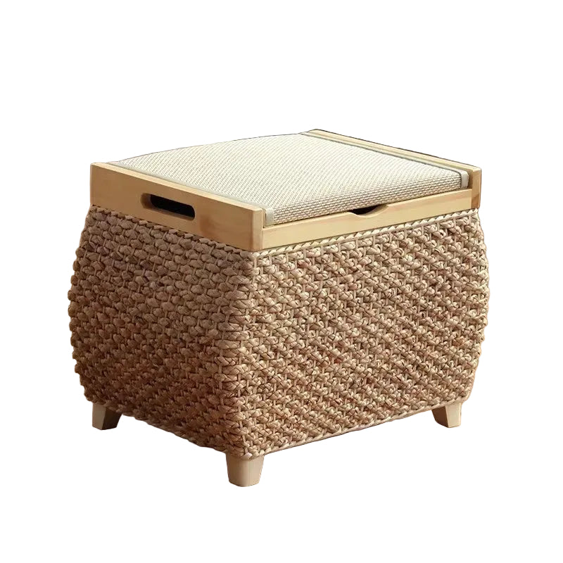 MOMO Rattan Storage Stool | Woven Rattan Ottoman with Hidden Storage - alternate view 8