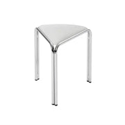 MOMO Antique Dining Stool | Triangular Upholstered Seat | Chrome Steel Stackable Stool - alternate view 9