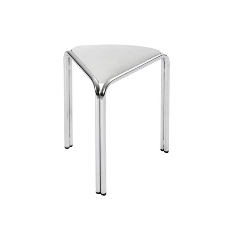 MOMO Antique Dining Stool | Triangular Upholstered Seat | Chrome Steel Stackable Stool - alternate view 9