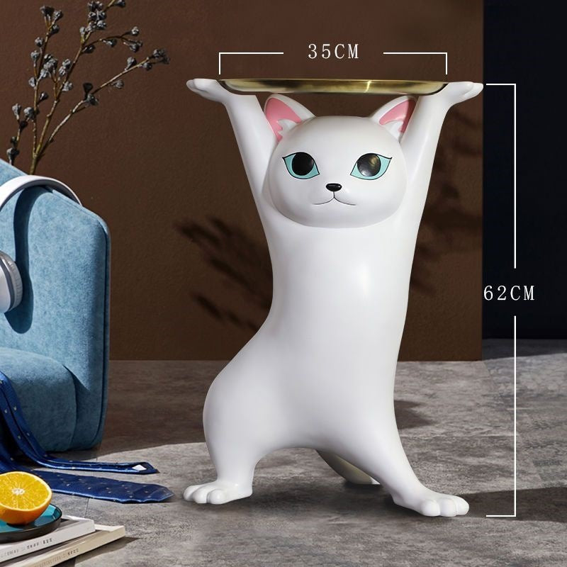 MOMO Cat Coffee Table with Tray | Sculptural Resin Cat Side Table | 2 Sizes - alternate view 8
