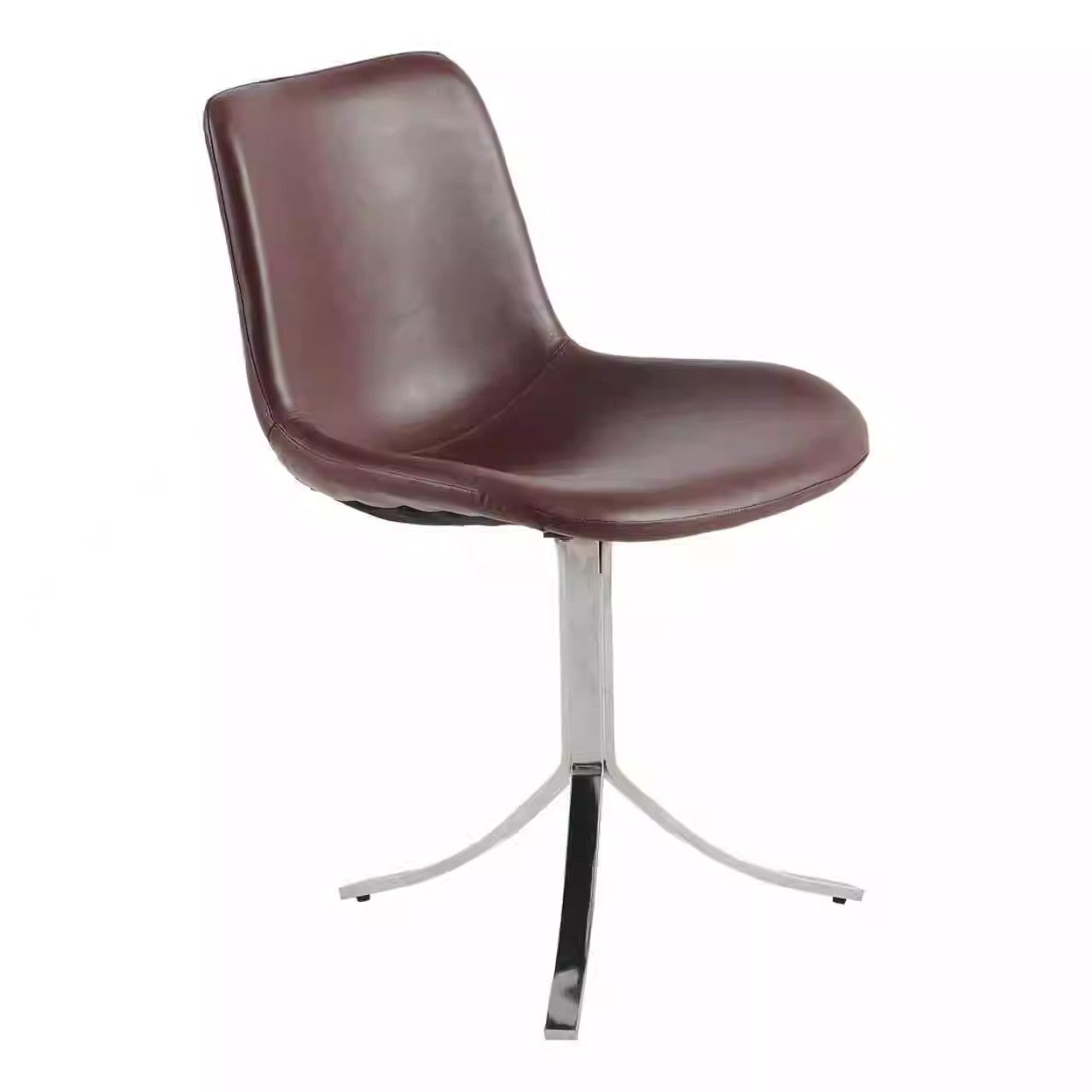 MOMO Retro Dining Chair | Oil Wax Leather Shell Seat | Electroplated Steel Base - alternate view 9
