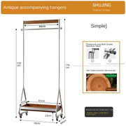 MOMO Wood & Stainless Steel Coat Rack | Rolling Floor Hanger with Storage Shelf - alternate view 9