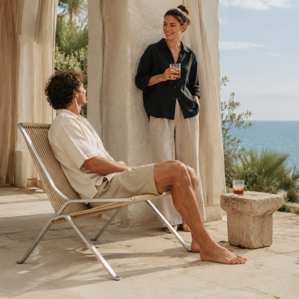 Woven Rope Stainless Steel Lounge Chair