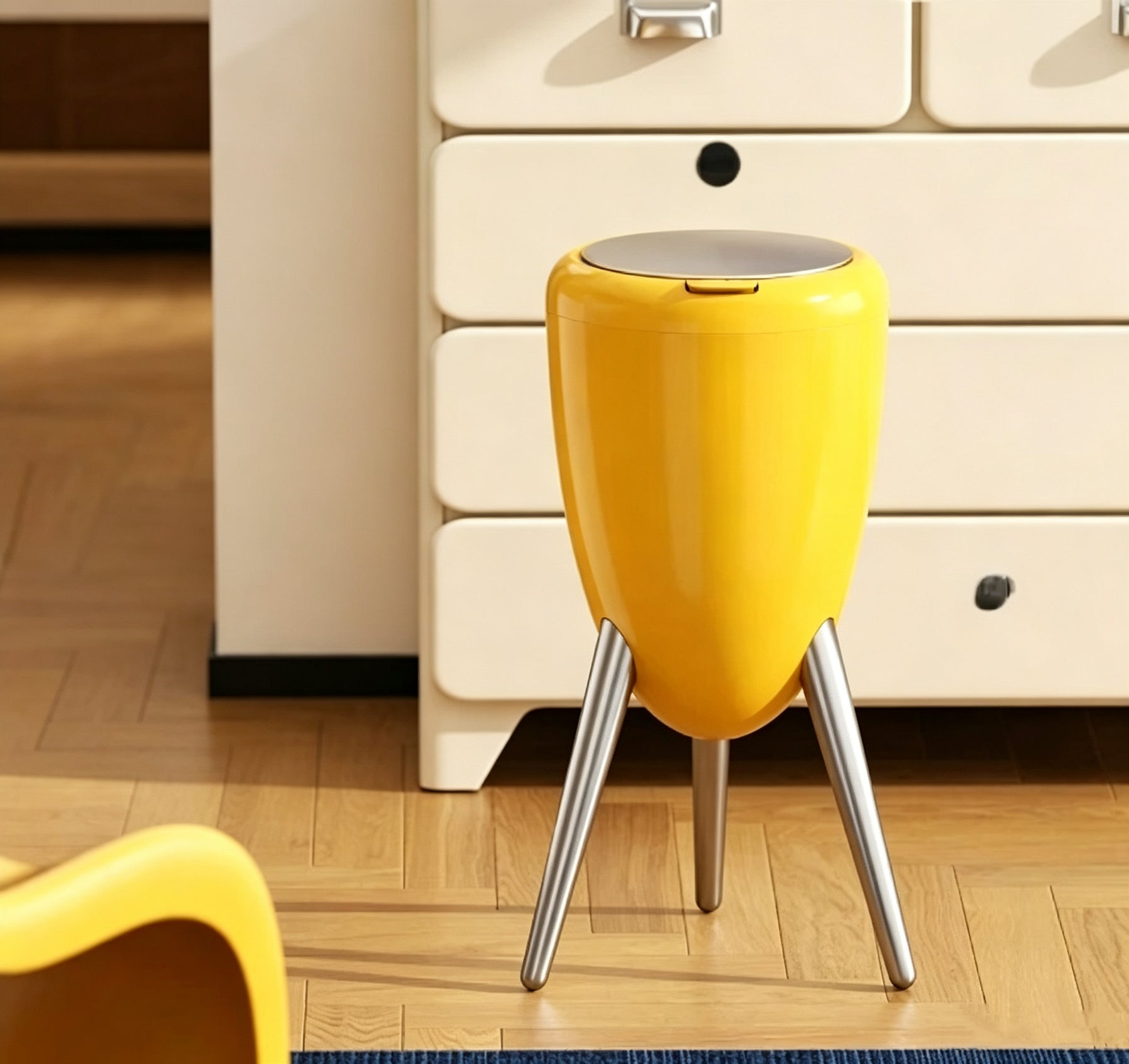 15L Press-Open Trash Can