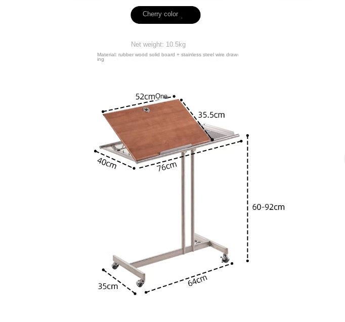 MOMO Lifting Side Table | Height-Adjustable & Tilt-Top | Rolling Laptop & Reading Stand - alternate view 10