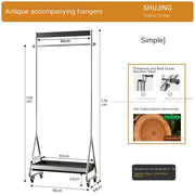 MOMO Wood & Stainless Steel Coat Rack | Rolling Floor Hanger with Storage Shelf - alternate view 10