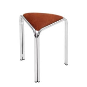 MOMO Antique Dining Stool | Triangular Upholstered Seat | Chrome Steel Stackable Stool - alternate view 10