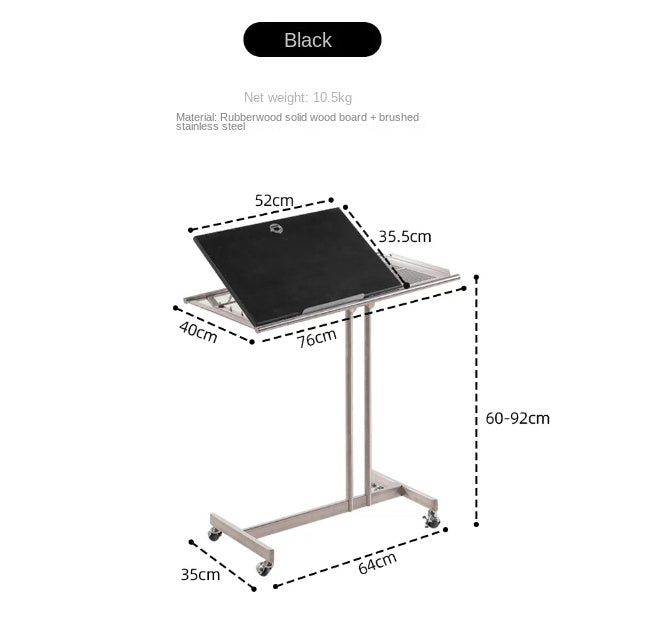 MOMO Lifting Side Table | Height-Adjustable & Tilt-Top | Rolling Laptop & Reading Stand - alternate view 11