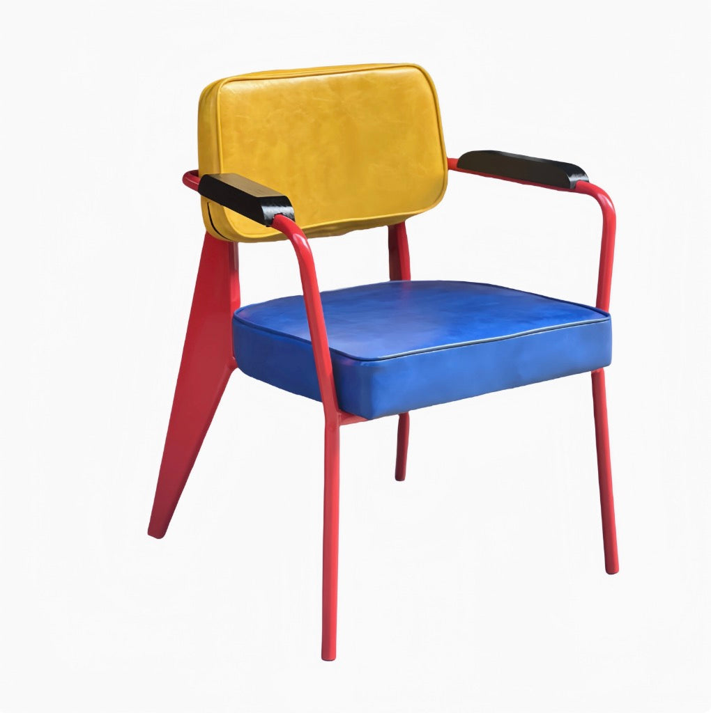 MOMO Memphis Dining Chair | Pop Art Colorblock Iron Frame with Padded Seat & Back - alternate view 9