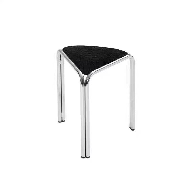 MOMO Antique Dining Stool | Triangular Upholstered Seat | Chrome Steel Stackable Stool - alternate view 11