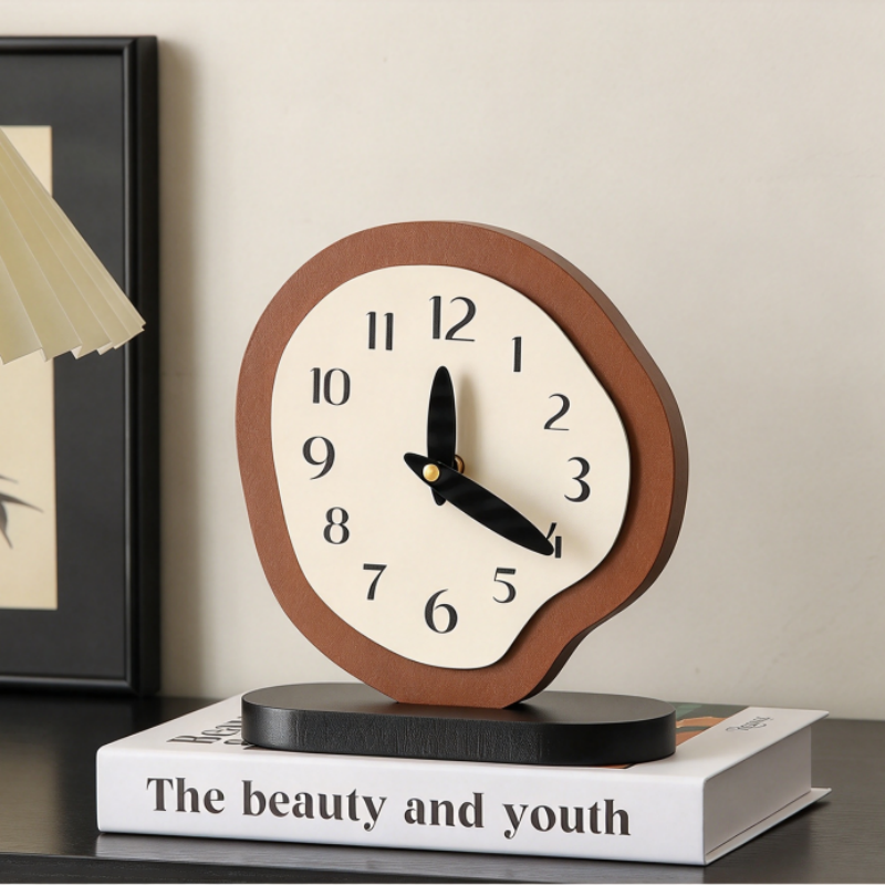 French Vintage Wooden Desk Clock