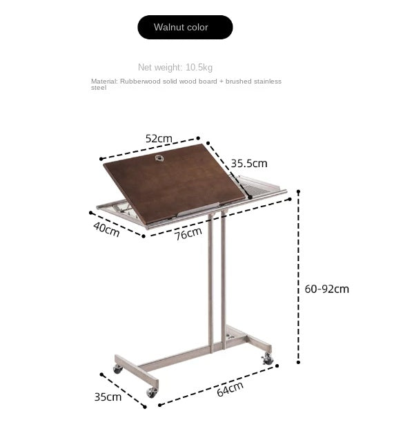 MOMO Lifting Side Table | Height-Adjustable & Tilt-Top | Rolling Laptop & Reading Stand - alternate view 12