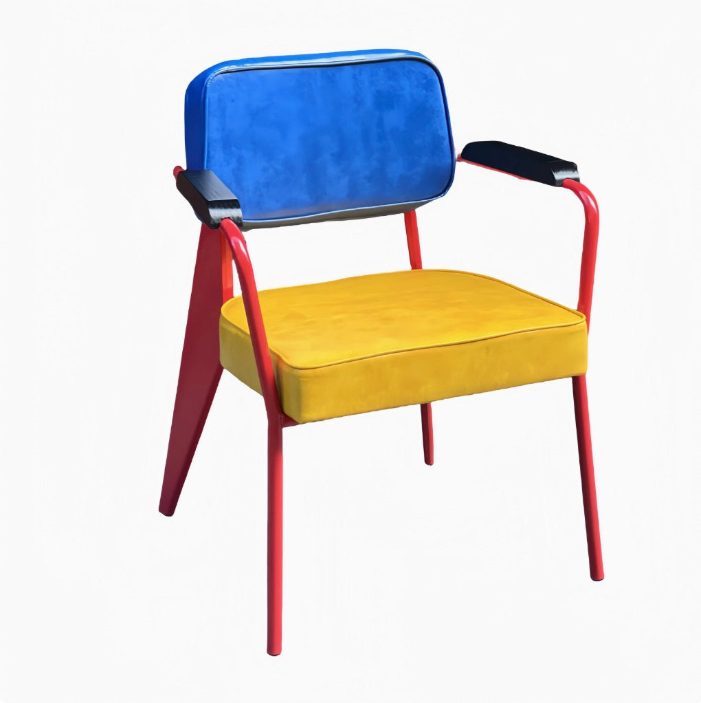 MOMO Memphis Dining Chair | Pop Art Colorblock Iron Frame with Padded Seat & Back - alternate view 10