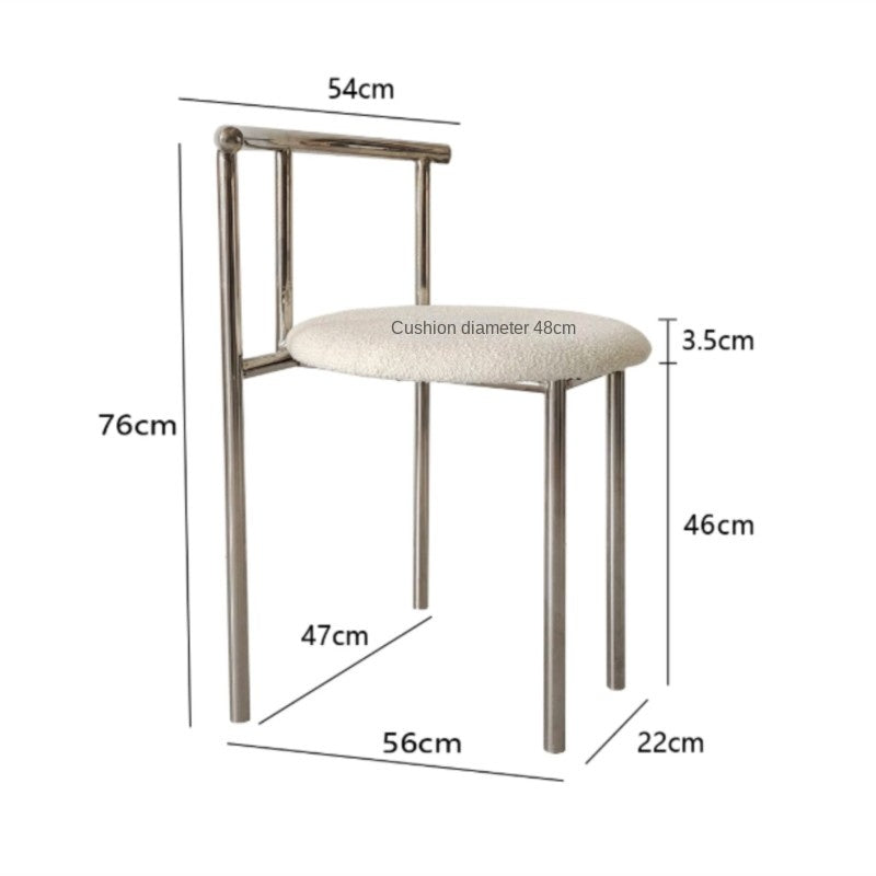 MOMO Stainless Steel Dining Chair | Round Cushion Seat | Mirror Chrome Vanity & Accent Chair - alternate view 7