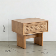 Handwoven Rattan Bedside Storage Cabinet