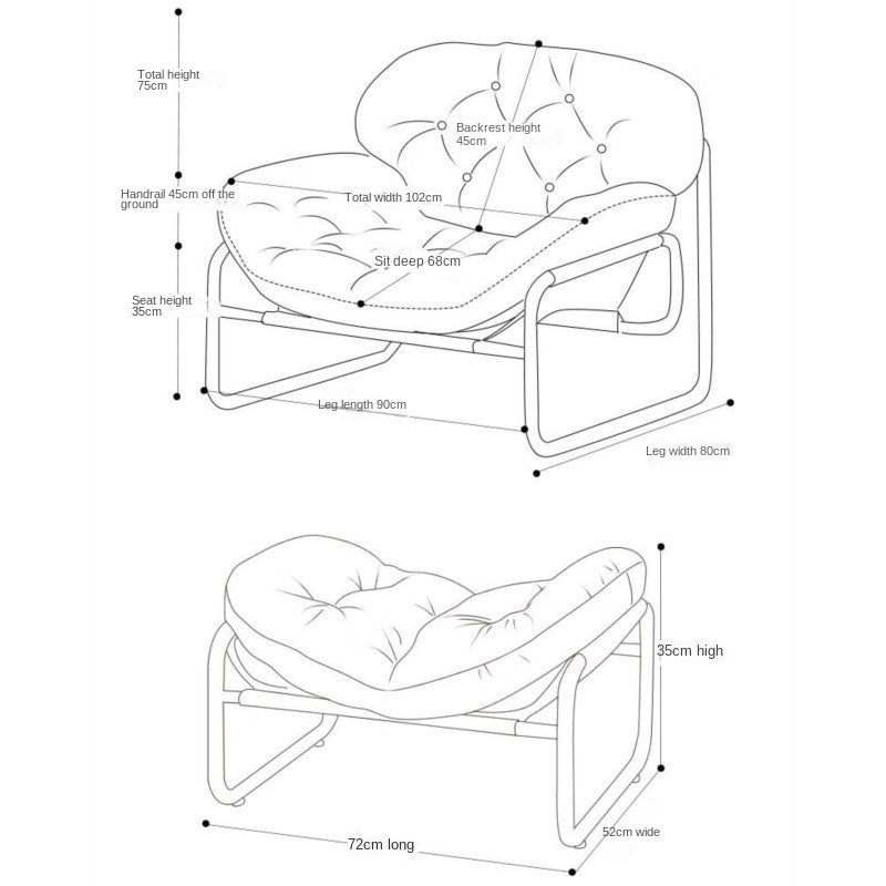 MOMO Single Sofa | Deep-Tufted Lounge Chair with Ottoman | Low-Profile Armchair Set - alternate view 8