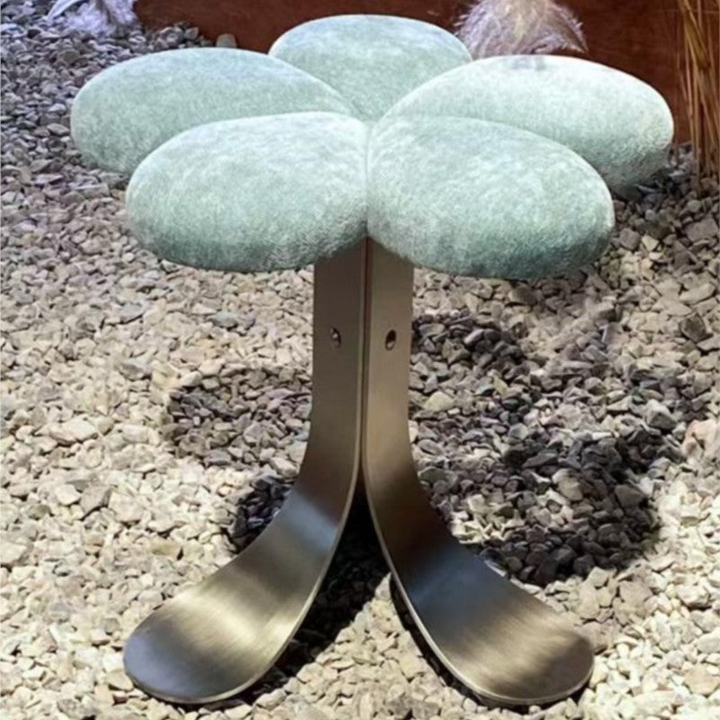 MOMO Flower-Petal Dresser Stool | Plush Velvet Bloom Seat with Stainless Steel X-Base - alternate view 10