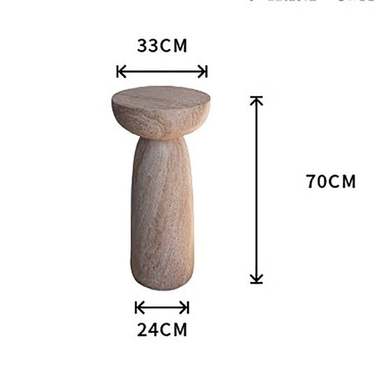 MOMO Travertine-Effect Pedestal Side Table | Monolithic Mushroom Column in Faux Stone - alternate view 2