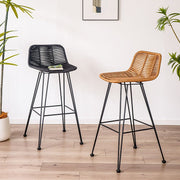 MOMO Rattan Bar Stool | Natural Rattan Woven Scandinavian Chair for Balcony & Bar