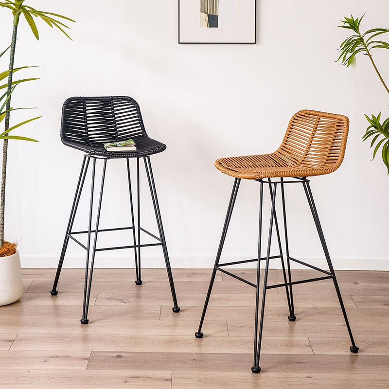 MOMO Rattan Bar Stool | Natural Rattan Woven Scandinavian Chair for Balcony & Bar