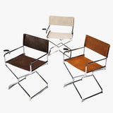 MOMO Foldable Director Chair | Oil-Wax Fabric & Chrome Steel with Cup Holder