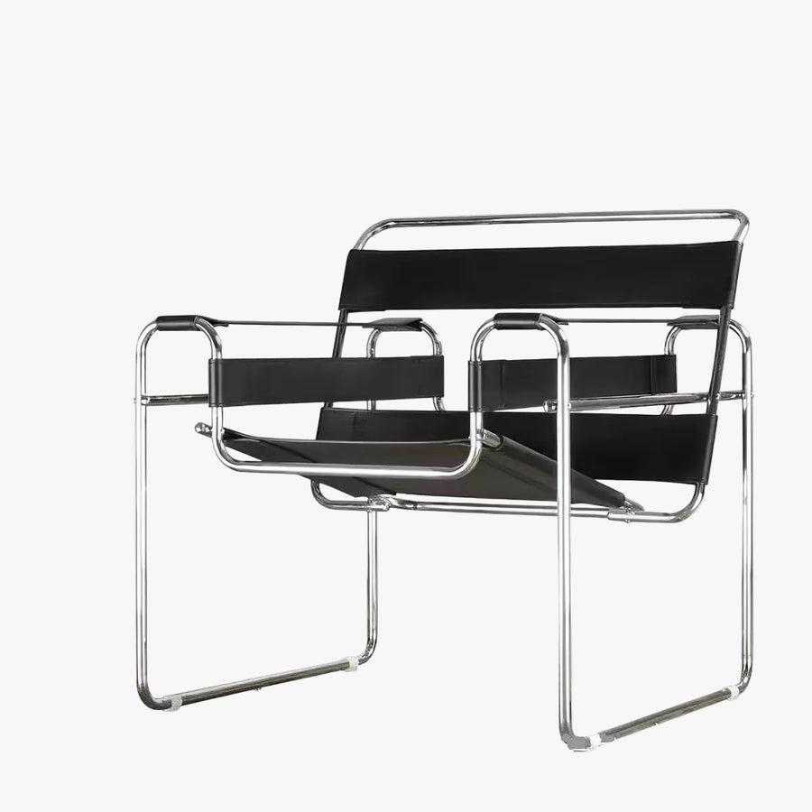 MOMO Leather Strap Lounge Chair | Chrome Tubular Frame with Saddle Leather - alternate view 2