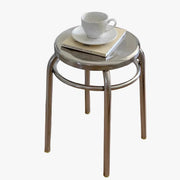 MOMO Stainless Steel Stool | Mirror-Polished Round Seat | Minimalist Accent Stool - alternate view 2