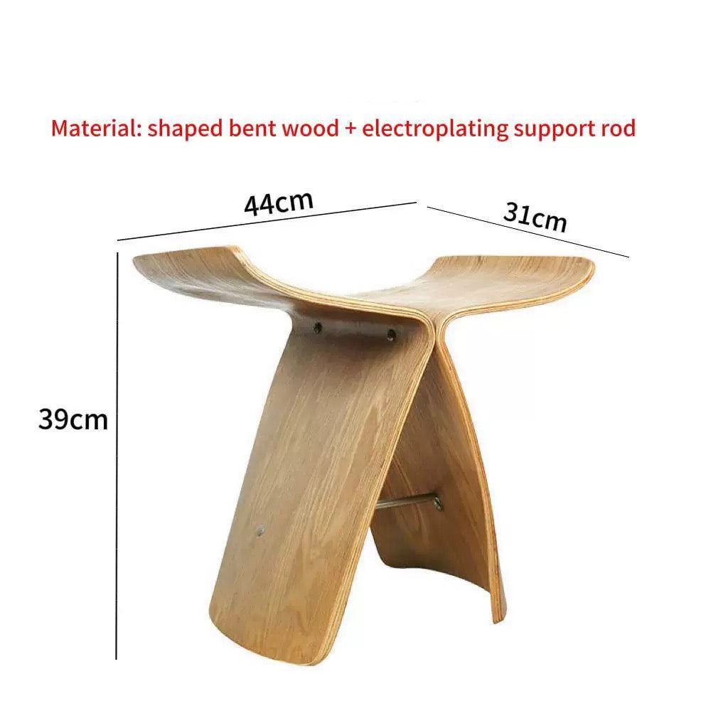 MOMO Wing-Form Bentwood Stool | Ash Wood with Brass & Steel Hardware - alternate view 9
