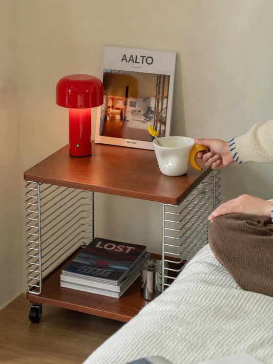 MOMO Vintage Side Table | Mid-Century Steel Wire & Birch Wood | With or Without Casters - alternate view 6