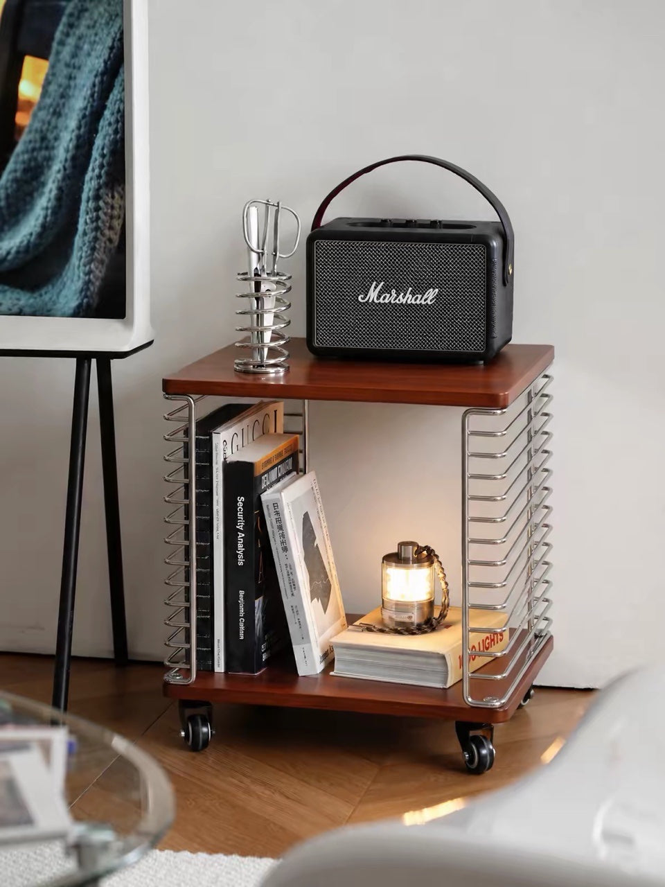 MOMO Vintage Side Table | Mid-Century Steel Wire & Birch Wood | With or Without Casters - alternate view 8