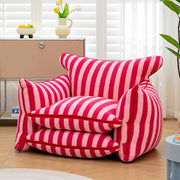 Striped leather lazy floor chair, modern unique curator furniture for living room, comfortable lounge sofa for home decor