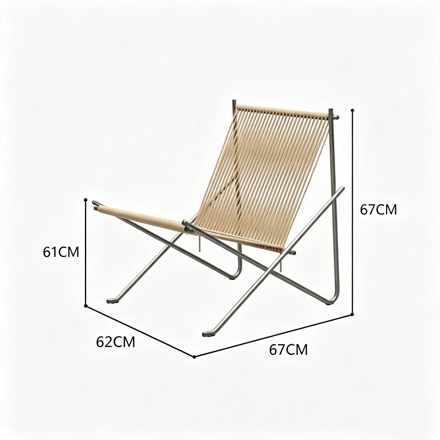 Modern woven folding chair, minimalist outdoor indoor lounge seat, curated unique home furniture