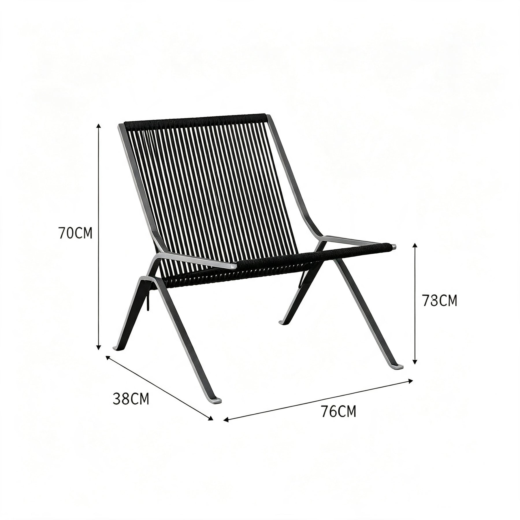 MOMO Stainless Steel Lounge Chair | Woven Rope Seat | Armless Accent Chair - alternate view 10
