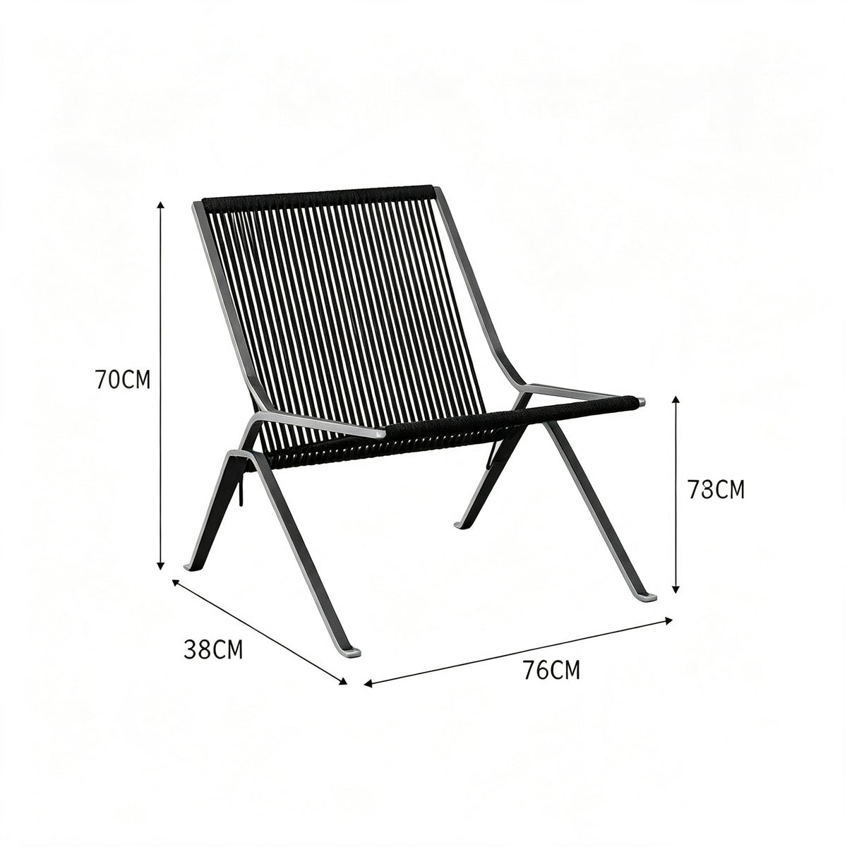 MOMO Stainless Steel Lounge Chair | Woven Rope Seat | Armless Accent Chair - alternate view 10